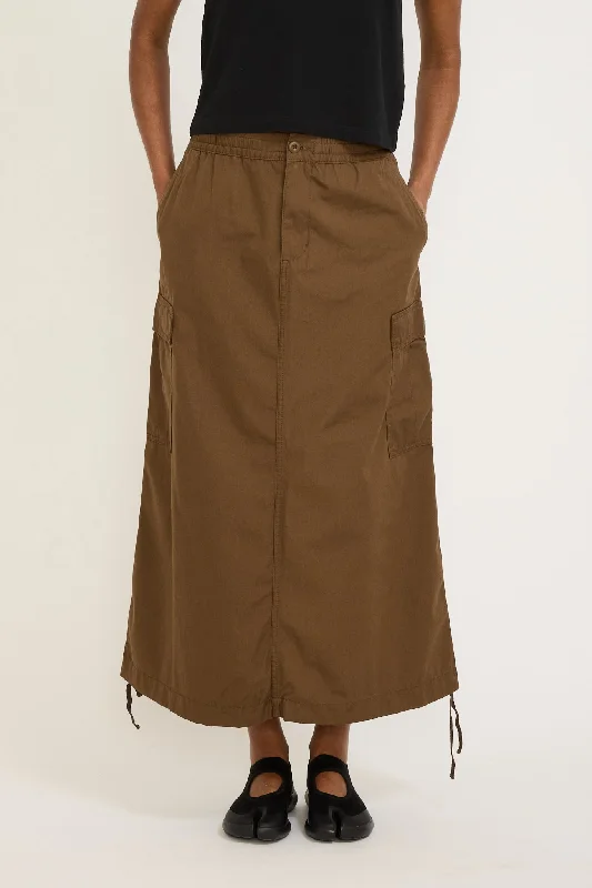 Women's Cargo Skirt Long Chocolate Rinsed lace skirt delicate