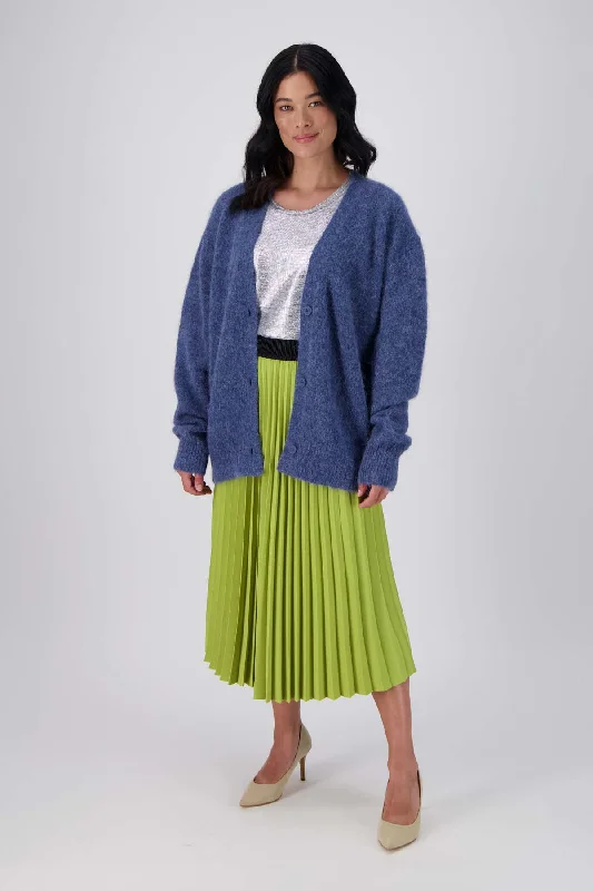 Chameleon Pleated Skirt Green/Blue cashmere skirt soft