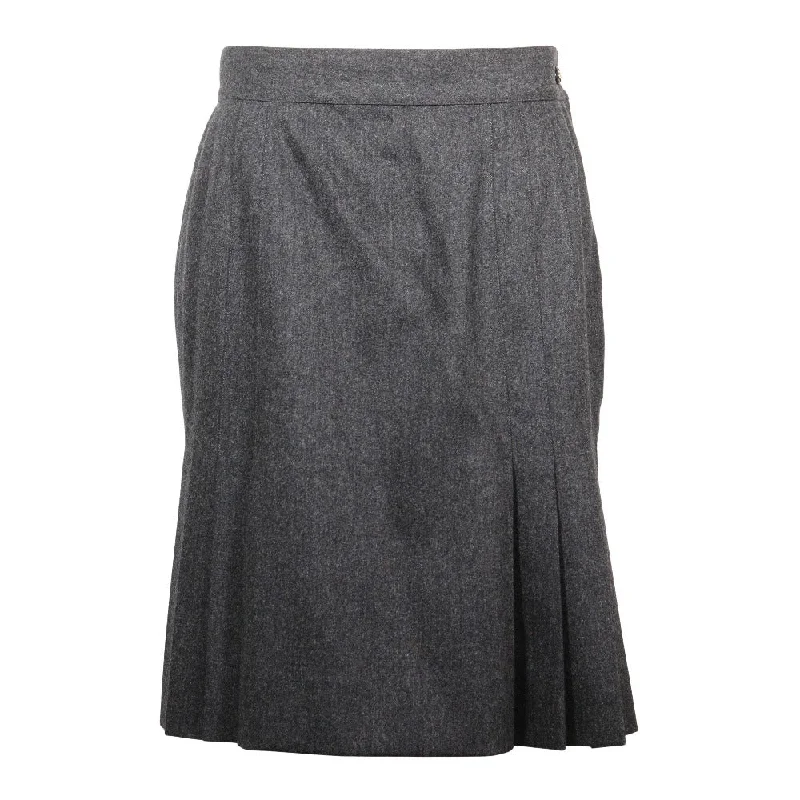 Chanel Wool Silk Skirt Gray midi skirt versatile