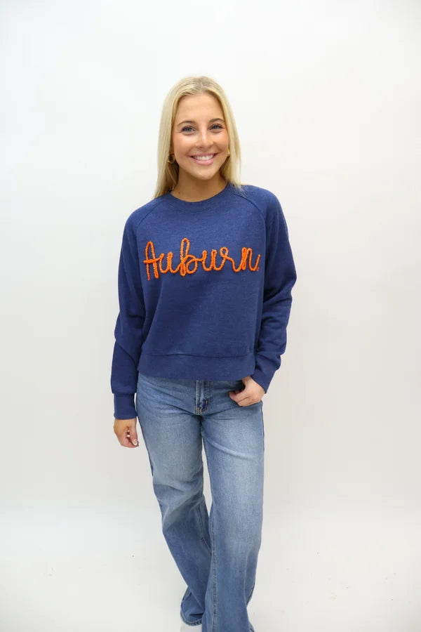 Chicka-D Auburn Script Sweatshirt Hoodie with Patch Decorative Personalized
