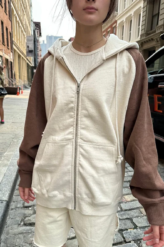 Christy Color Block Hoodie Hoodie with Double Zipper Versatile Adjustable