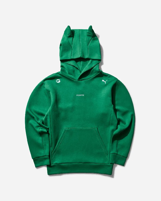 Women's Puma Hoodie Green Hoodie with Raw Hem Edgy Unfinished