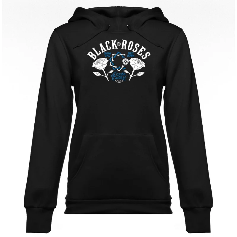 Crooks & Castles Black Rose Women's Hoody Pullover Sweatshirts (Brand New) Hoodie with Set-In Sleeves Structured Classic