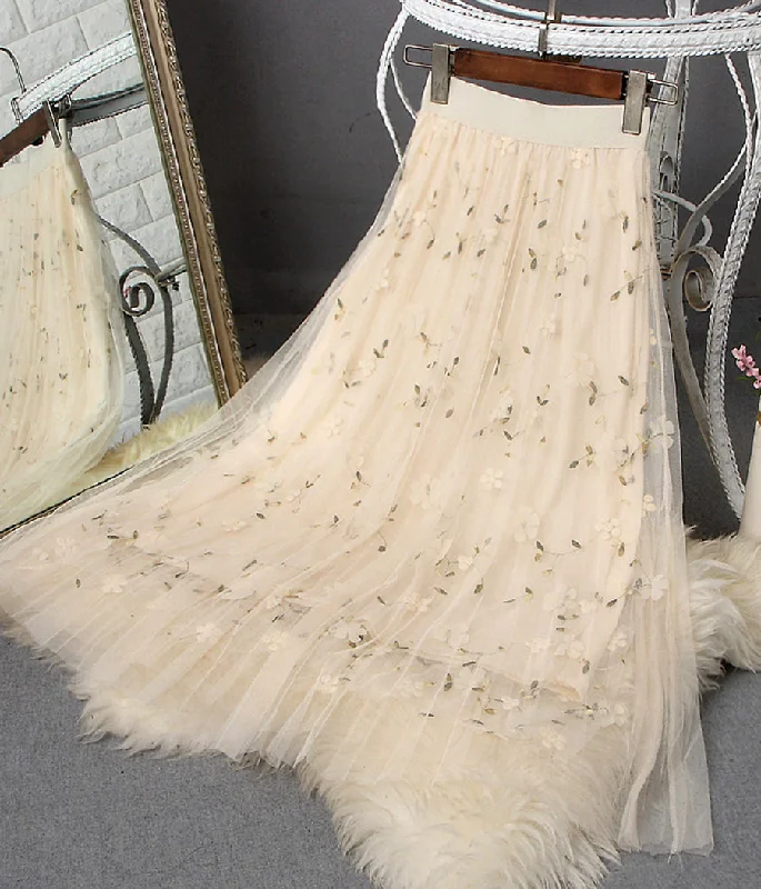 Cute applique tulle skirt  3512 chiffon skirt lightweight