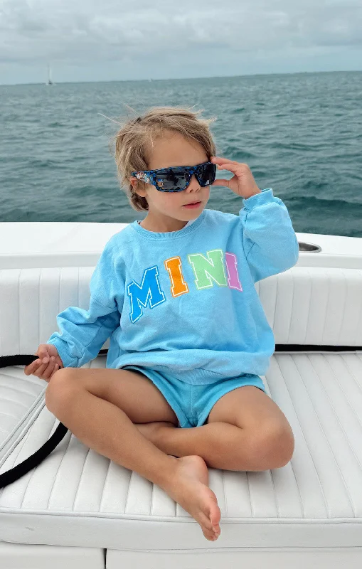 Davis Sweatshirt ~ Blue Mini Graphic Hoodie with Earth Tones Natural Calm
