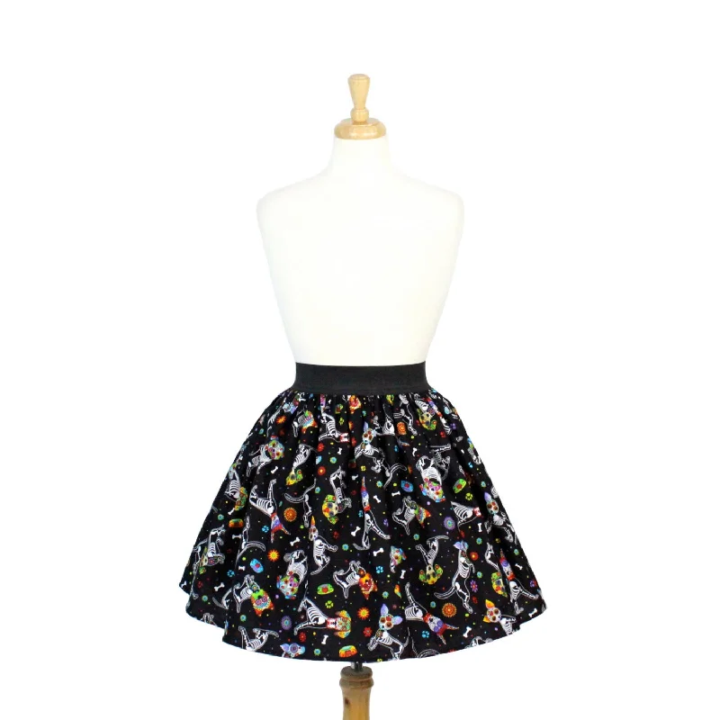 Day of the Dead Dog Pleated Skirt #PS-D331 leather skirt sleek