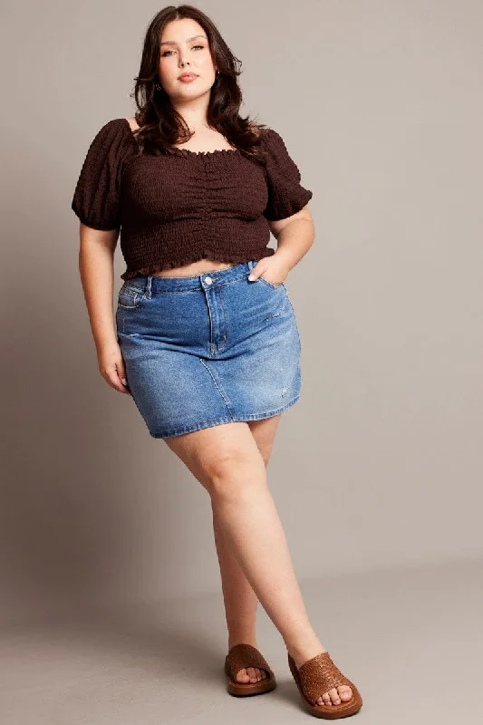 Denim Distressed Mini Skirt velvet skirt luxurious