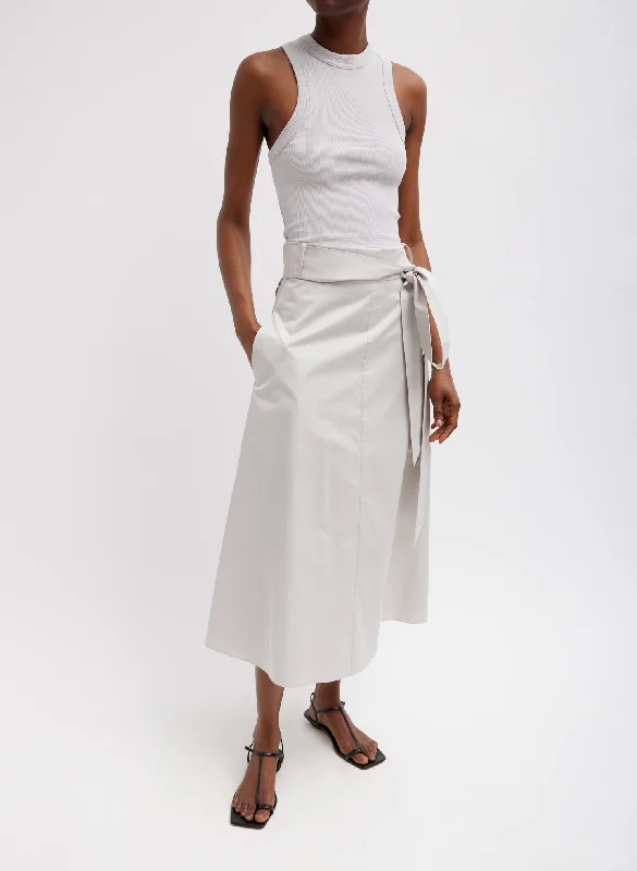 Eco Poplin Back Wrap Skirt linen skirt natural