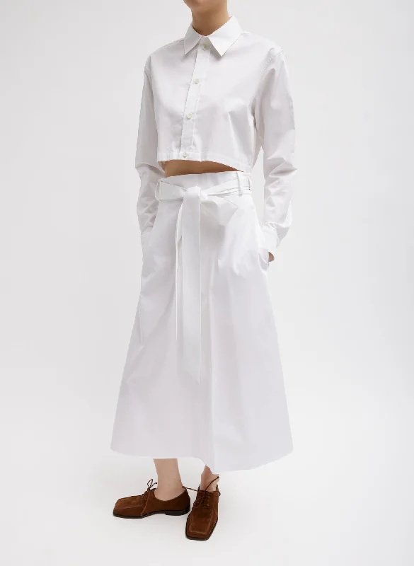 Eco Poplin Back Wrap Skirt corduroy skirt textured