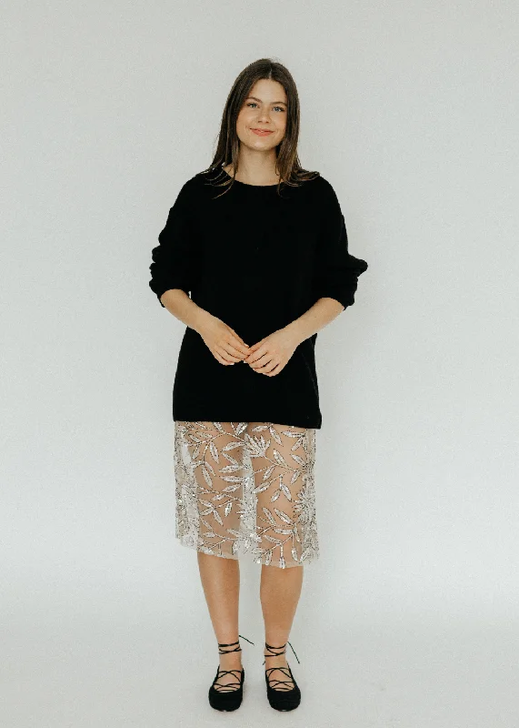 Elizabeth Nude Beaded Skirt wool skirt sturdy