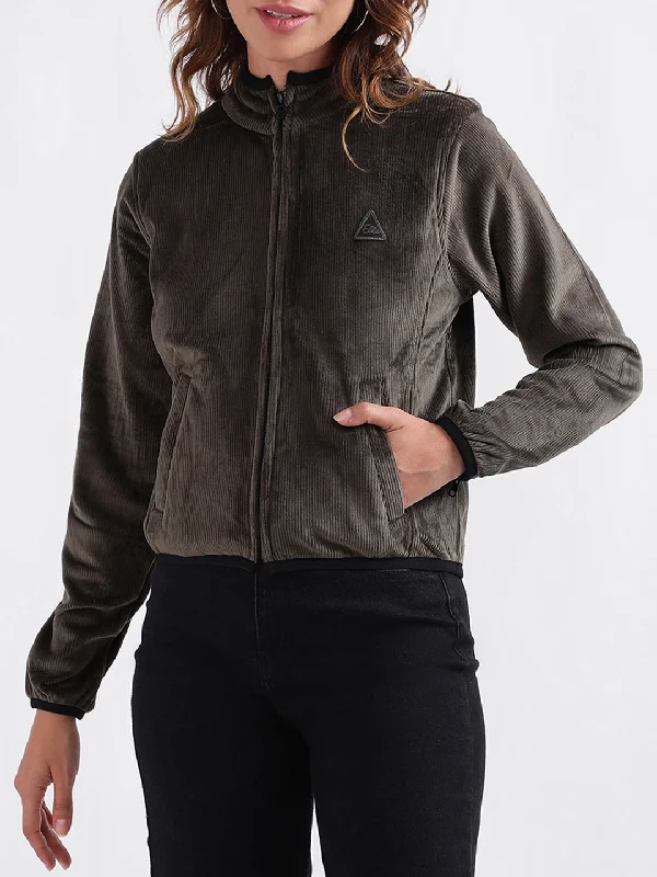 Elle Women Solid Full Sleeves High Neck Sweatshirt Hoodie with Pocket Utility Practical