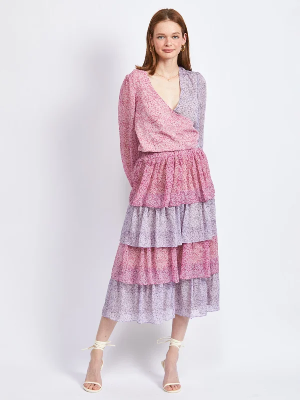 En Saison Tiered Cancan Midi Skirt high waist skirt