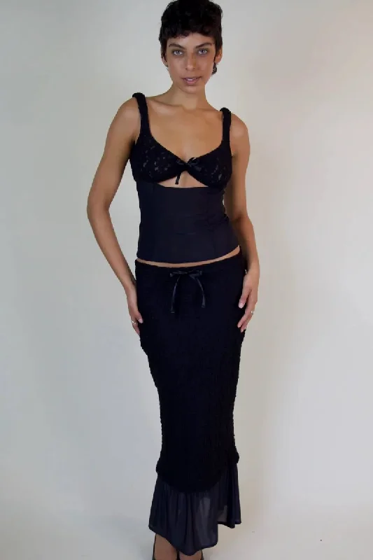 EQUINOX SKIRT-BLACK corduroy skirt durable