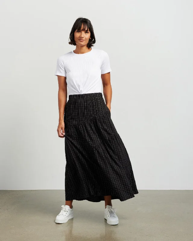 Et Alia Harper Skirt - Black Plaid leather skirt sleek