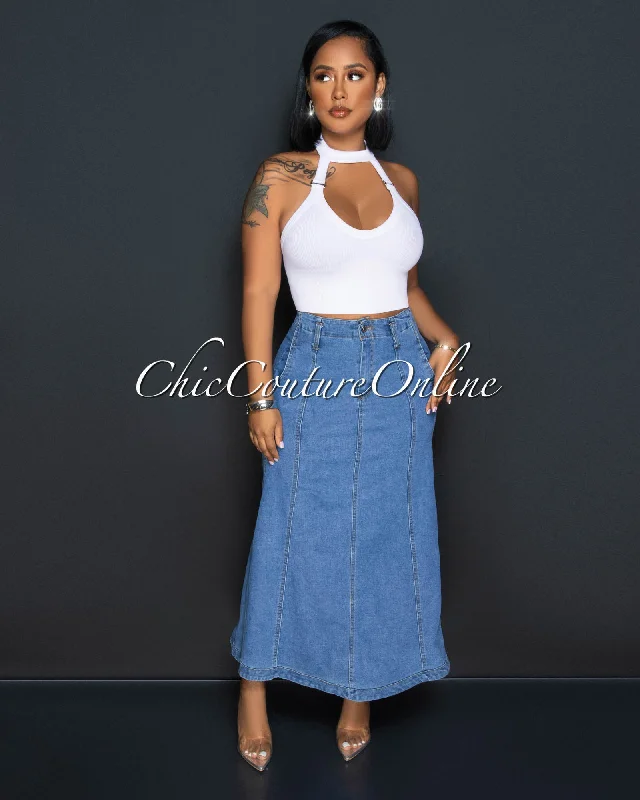 Fania Medium Denim "A" Maxi Skirt summer skirt style