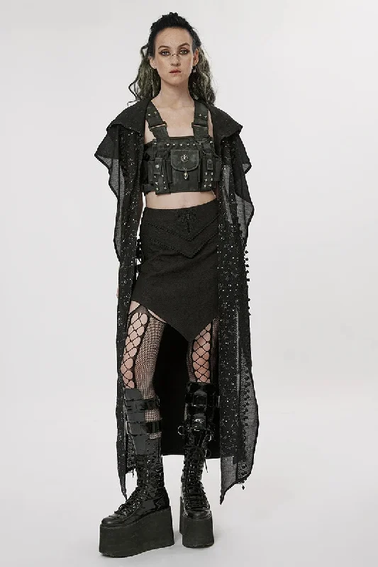Women's Gothic Style A-shaped Design Jacquard Dark Asymmetrical Personality Sexy Long Skirt corduroy skirt durable