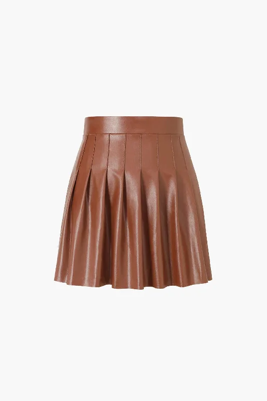 Faux Leather Pleated Mini Skirt leather skirt bold