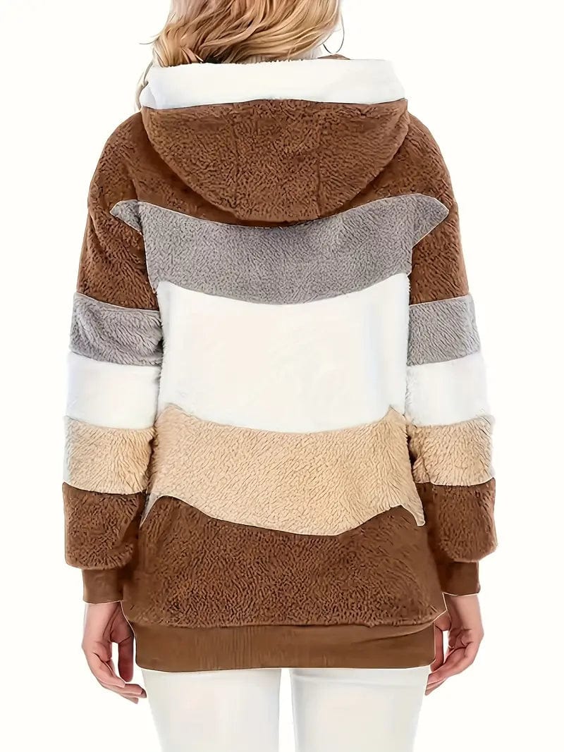 Fleece Hoodie Coat for Women Hoodie with Mock Neck Collared Structured