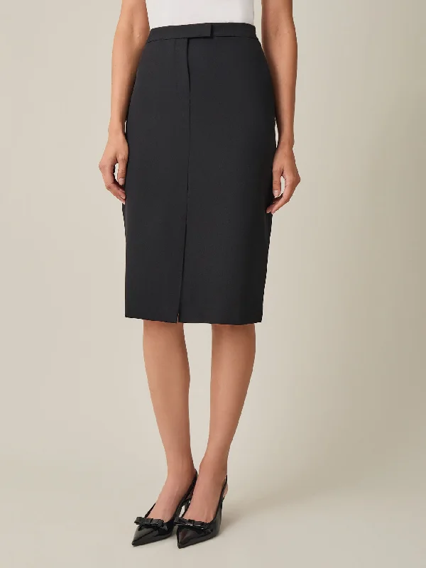 Fly Front Skimmer Skirt, Iconic Stretch Crepe tiered skirt playful