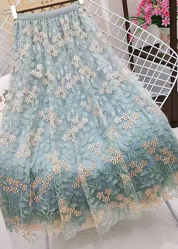 French Green Casual Embroideried Straight Fall Skirts cashmere skirt soft