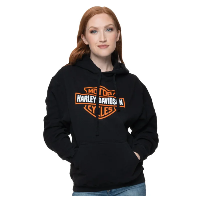 Gasoline Alley Harley-Davidson® Women's Bar & Shield Hoodie - Black Oversized Hoodie Comfort Casual