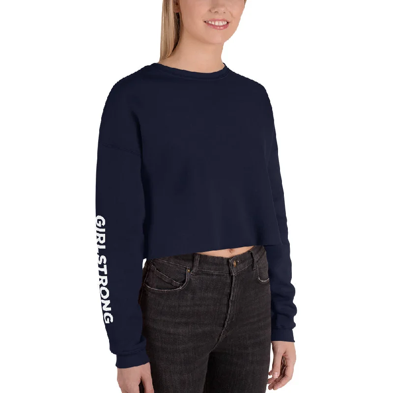 EVERYDAY FLEECE CROPPED SWEATSHIRT NAVY Hoodie with Tied Waist Feminine Flattering