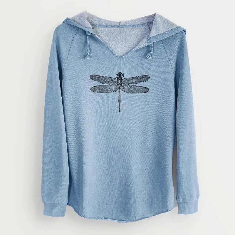 Green Darner Dragonfly - Anax Junius - Cali Wave Hooded Sweatshirt Hoodie with Raw Hem Edgy Unfinished