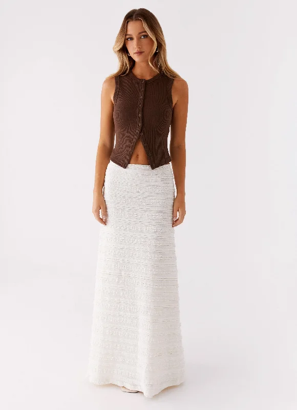 Harbour Side Mesh Maxi Skirt - White belted skirt waist