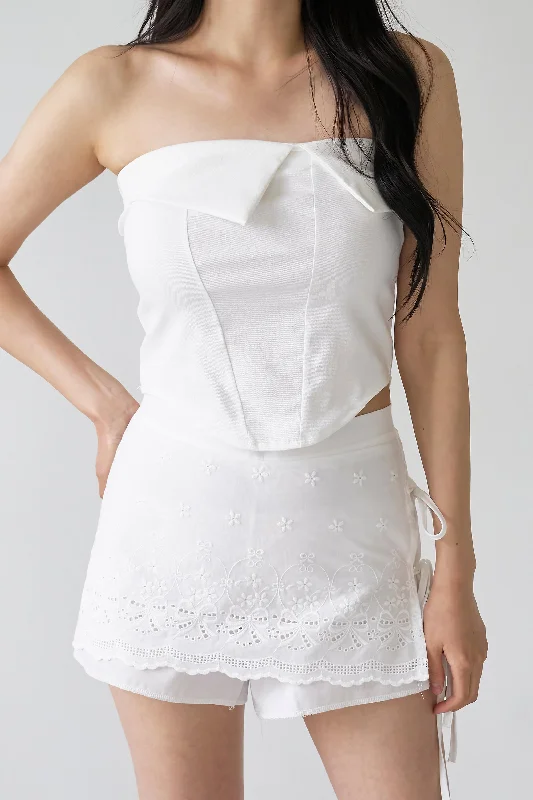 Harper Embroidery Skort velvet skirt glossy