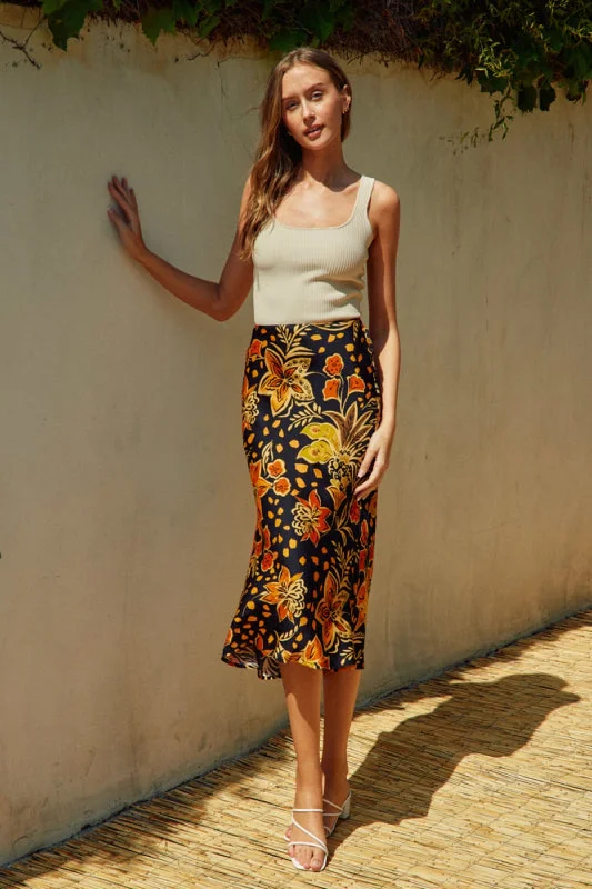 Retro Tropics Midi Skirt modal blend skirt