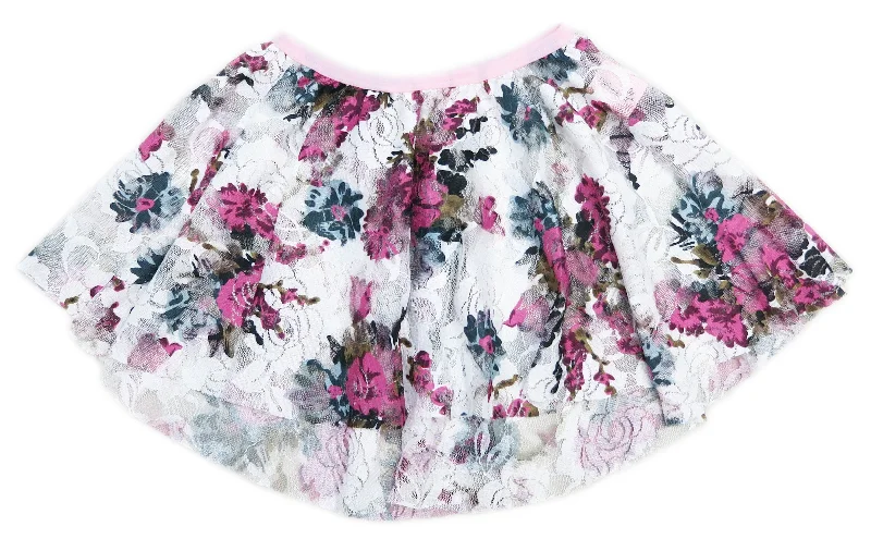 Hot Pink Lace Floral Hi-Low Skirt lace skirt intricate