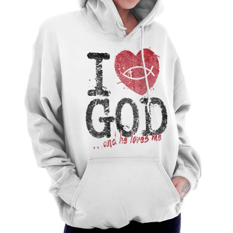 I Love God Hoodie Hoodie with Hem Raw Edge Edgy Unfinished
