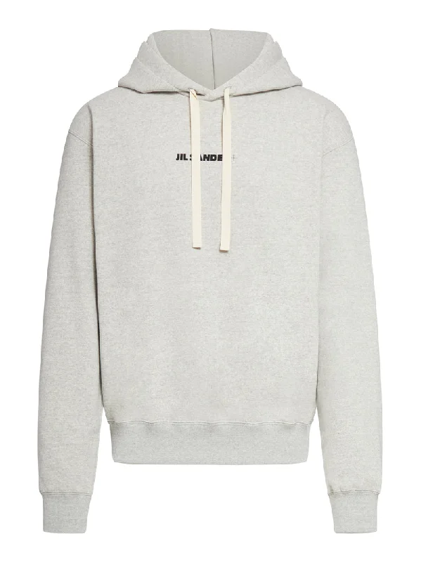 SWEATSHIRT WITH FRONT LOGO Hoodie with Hem Fringe Bohemian Relaxed