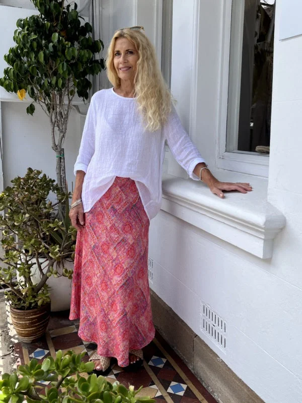 Jiva Midi Linen Prudence Skirt- Antique Persian Print cashmere skirt rich