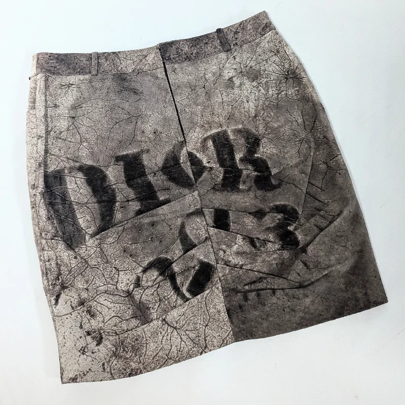 Dior leather skirt by Galliano F/W 2003 - L silk skirt lustrous