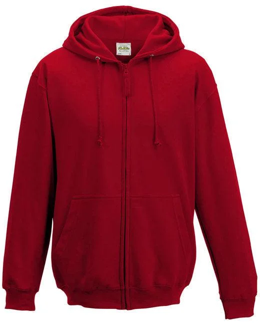 Just Hoods By AWDis Men's 80/20 Midweight College Full-Zip Hooded Sweatshirt JHA050 Hoodie with Front Slit Layering Stylish