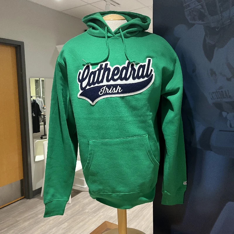 Kelly Green Felt Logo Hoodie Hoodie with Pastel Soft Subtle