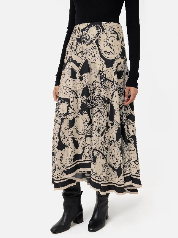 Kings & Queens Silk Skirt | Monochrome velvet skirt luxurious