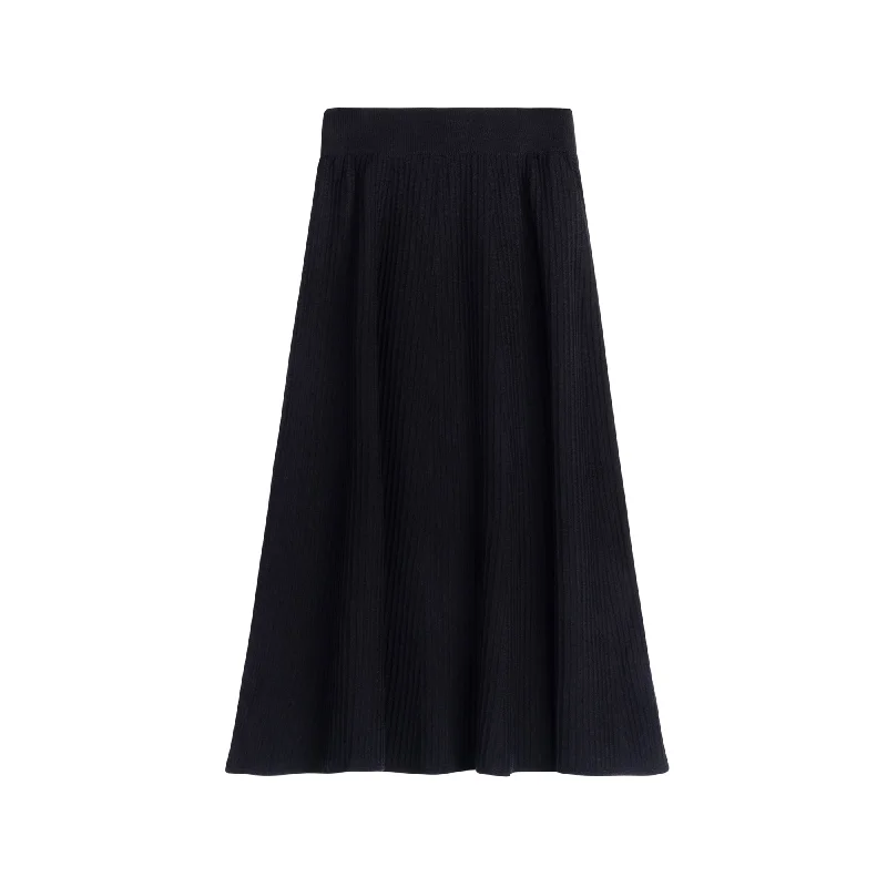 Midi Knit Skirt | BLACK corduroy skirt comfortable