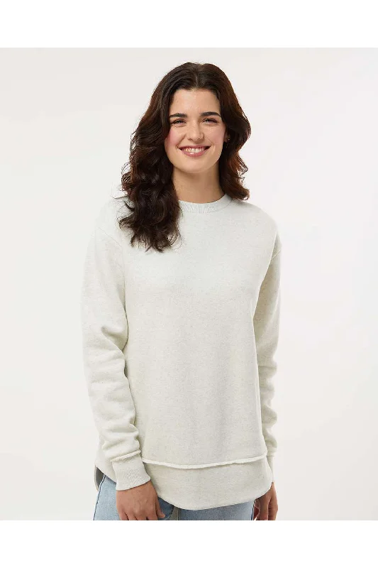 LAT Womens Weekend Fleece Crewneck Sweatshirt - Heather Natural Hoodie with Raw Hem Edgy Unfinished