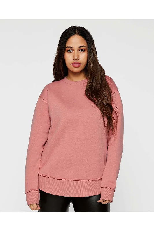 LAT Womens Weekend Fleece Crewneck Sweatshirt - Mauvelous Pink Hoodie with V-Neck Classic Versatile LAT Womens Weekend Fleece Crewneck Sweatshirt - Mauvelous Pink Hoodie with V-Neck Classic Versatile