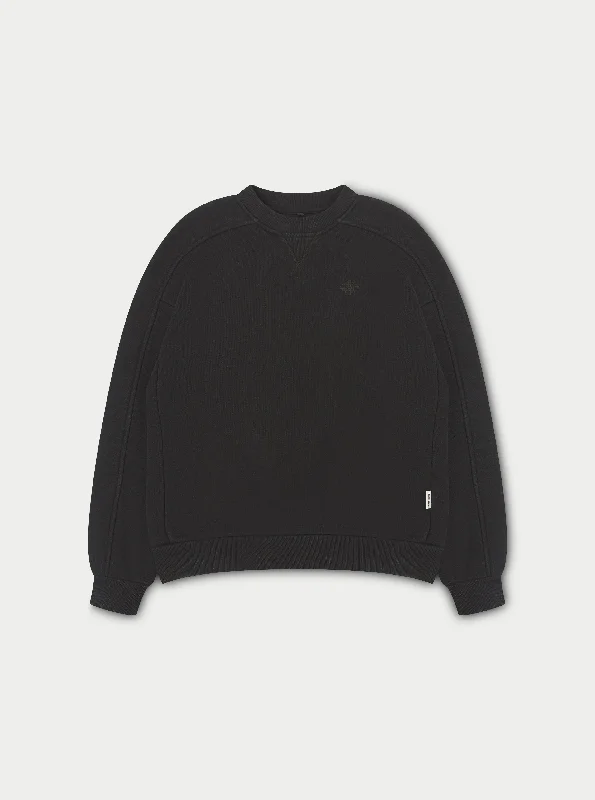 LAUNDERED CLASSICS SEAM DETAIL SWEATSHIRT - WASHED BLACK Hooded Sweatshirt Casual Wear Street Style