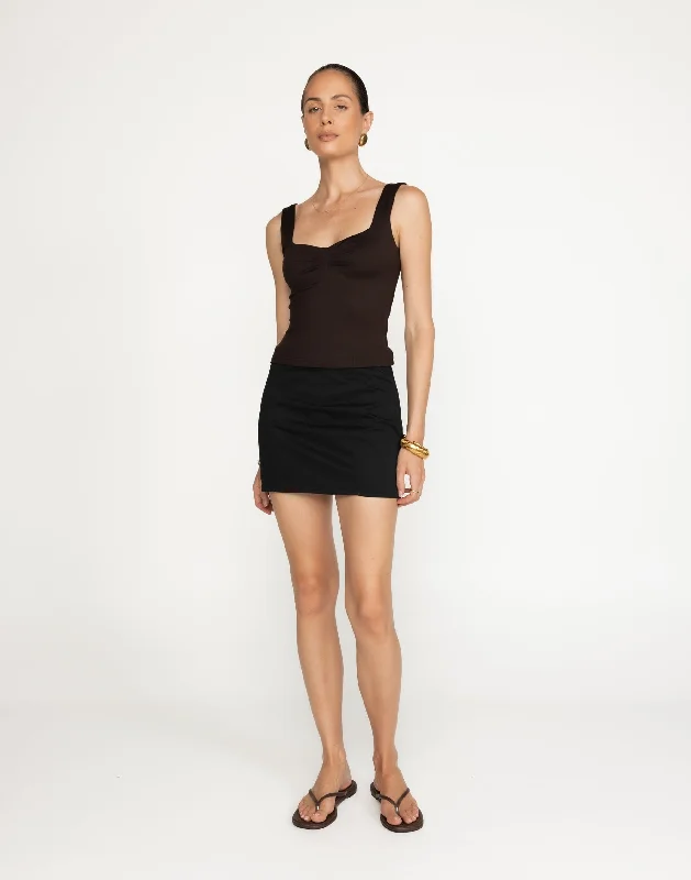 Leela Mini Skirt (Black) velvet skirt rich