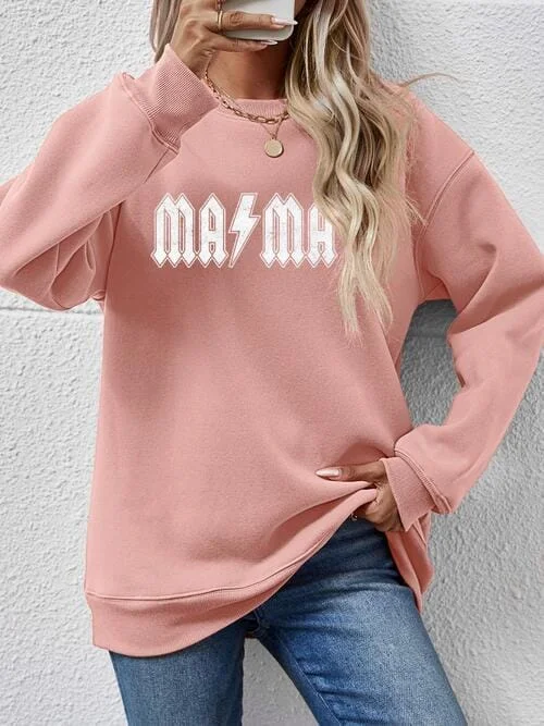 Mama Lightning Dropped Shoulder Sweatshirt Hoodie with Oversized Fit Loose Comfortable