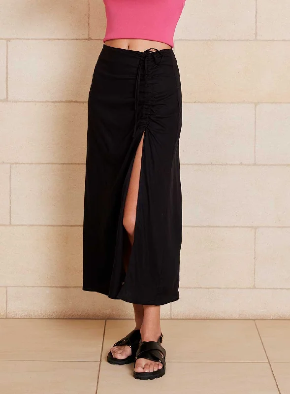 Lily Skirt-Black belted skirt waist