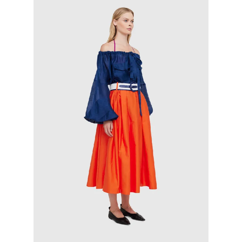 Leo Lin The Flame Midi Skirt linen skirt relaxed