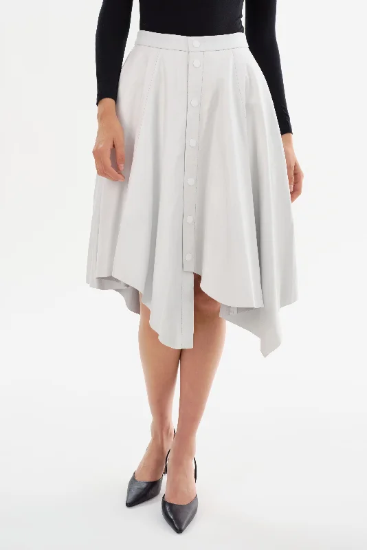 LORDA | Asymmetric Snap-Front Leather Skirt chiffon skirt airy