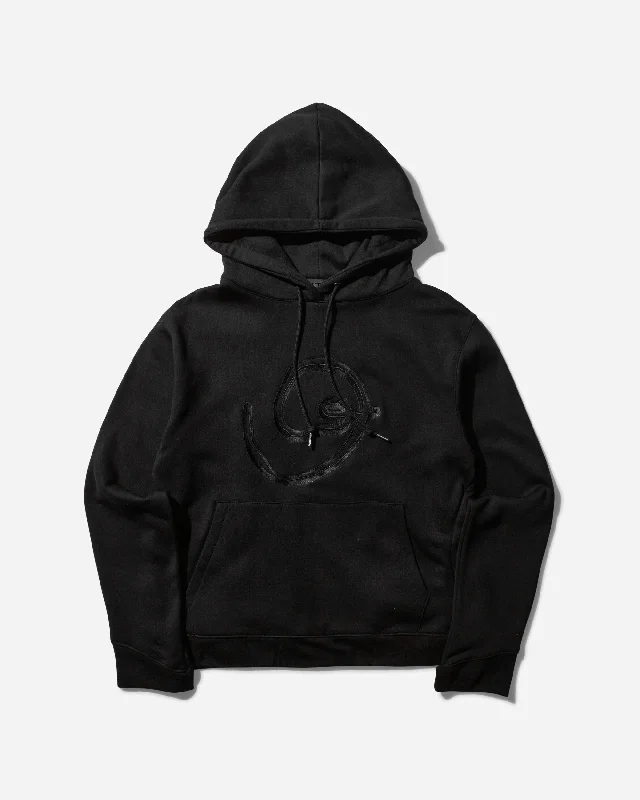 Men's  Embroidered Spiral Hoodie Black Hoodie with Lace Feminine Delicate