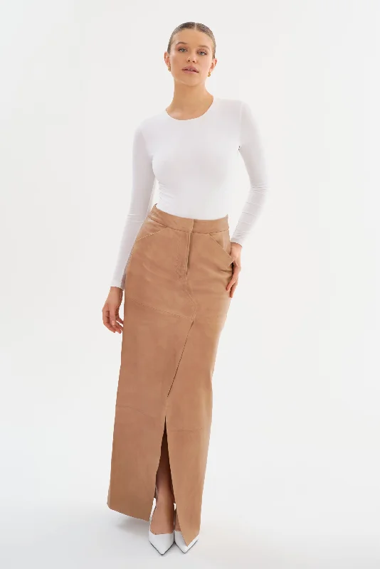 MARIETTE | Leather Maxi Skirt velvet skirt sumptuous