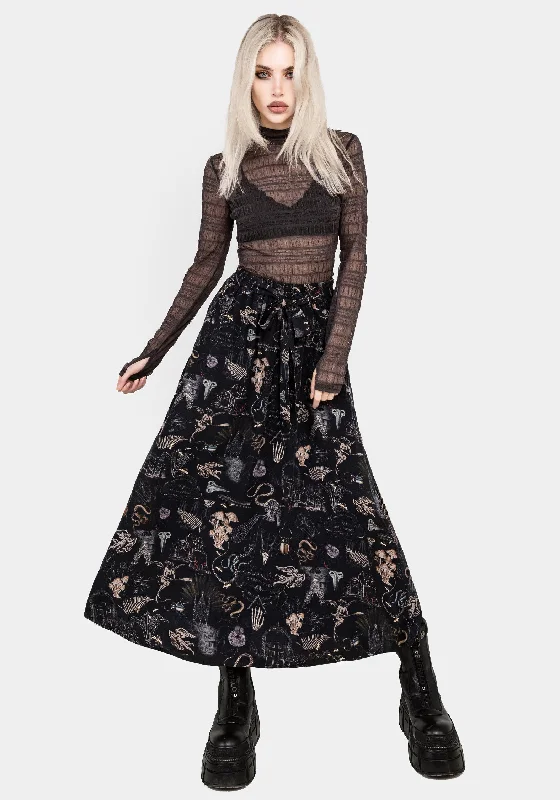 Maudeline Victoriana Print Eco-Viscose Midaxi Skirt cashmere skirt plush